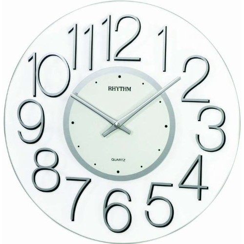 Rhythm Value Added Wall Clock Glass Frame Mirror Finish Transparency Case Analog